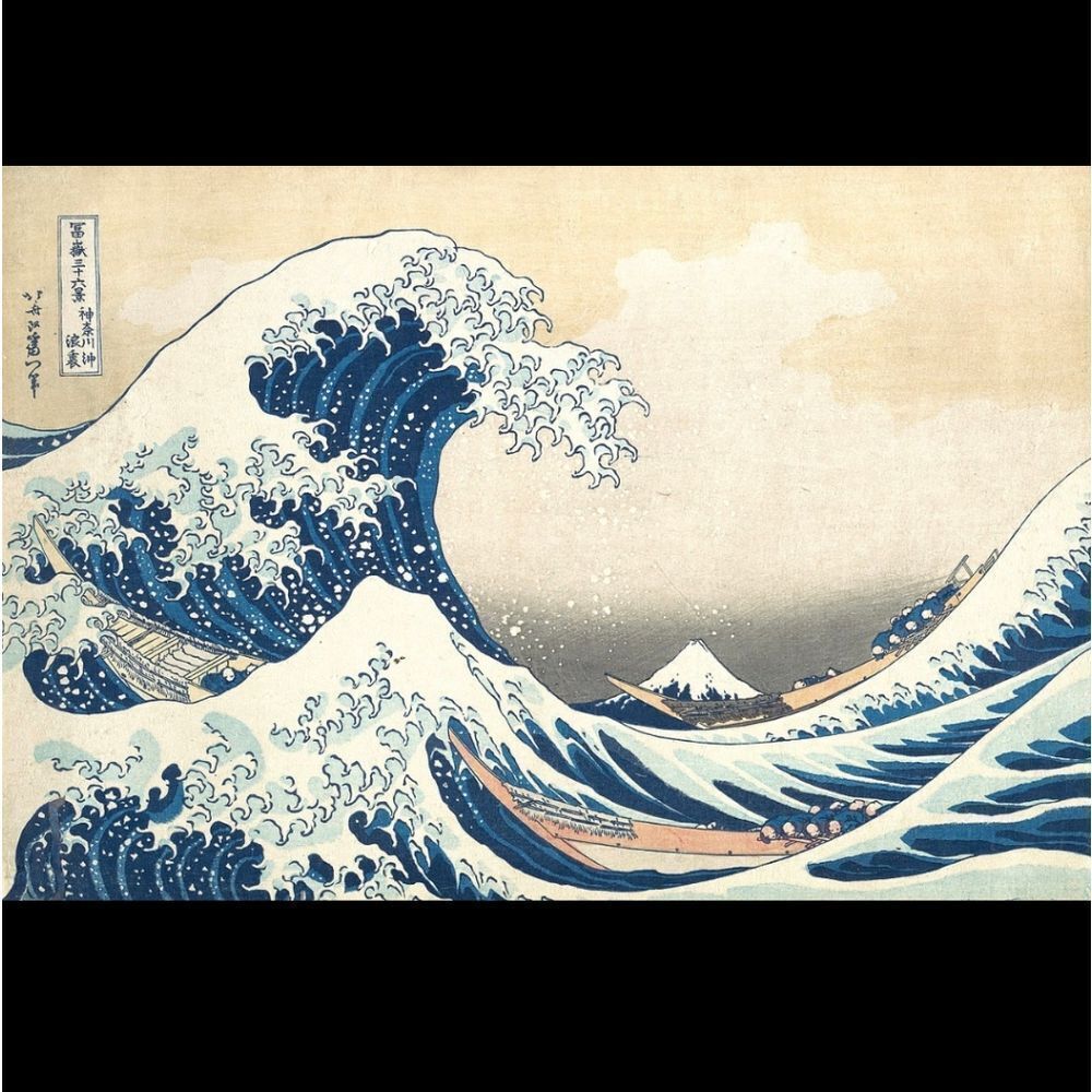 Great Wave off Kanagawa Embroidered Snapback Hat: Art, Japanese, Ocean Picture,